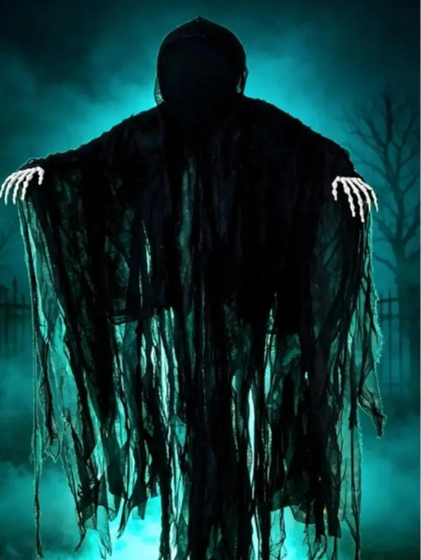 Joyfy 5ft Hanging Ghost Halloween Decorations,Scary Grim Reaper with Adjustable Arms for Indoor Outdoor Yard Home Deco
