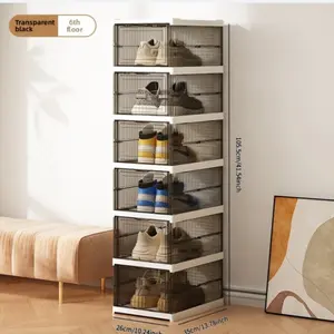 Installation-free 3/6-layer front shoe cabinet, stackable shoe cabinet storage box, transparent door, independent shoe cabinet dust-proof, shoe storage box, shoe storage rack, high-end shoe display cabinet