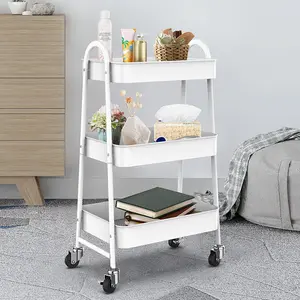 3-Tier Adjustable Kitchen Storage Rack Home Organizer Multi-Layer Floor Standing Cart Versatile Vegetable Basket Living Room Dining Room | Space-Saving Kitchen Shelves