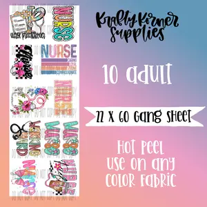 Nurse 2.0 DTF Transfer Gang Sheet, 22 x 60