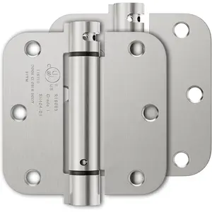 2 Pack Self Closing Door Hinges 3.5 Inch, Spring Door Hinge with 5/8'' Radius Corners, Adjustable Tension for Garage, Front Door, Back Door, for Left and Right Hand Door, UL Listed