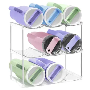【SUHOPE】【Holiday Deal】Spaclear Water Bottle Organizer for Stanley 40oz Tumbler with Handle - Stackable Water Bottle Holder for Cabinet Kitchen Organization and Storage for Stanley Cup Accessories, Tumbler Organizer Wine Rack