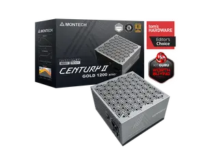 MONTECH CENTURY II - 1200W High-End ATX Gaming Power Supply - 80 Plus Gold & Cybenetics Platinum - Fully Modular -  ATX 3.1 & PCIe 5.1 Ready with 12V-2x6 Cable - 10 Years Warranty