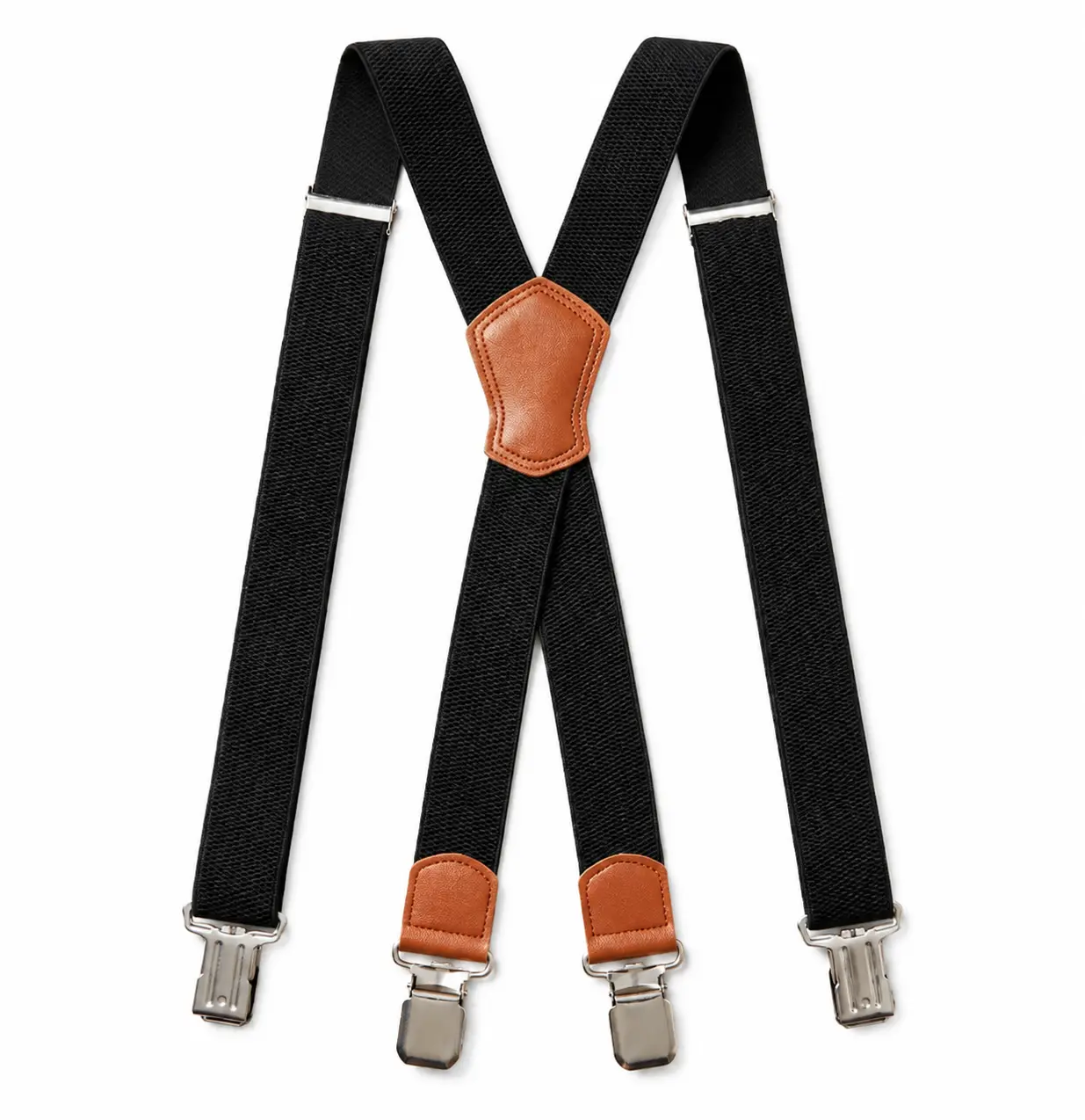 Male Heavy Duty Workwear Suspenders - 1.48 in Wide X-Back, Adjustable Fit Elastic Fabric Suspenders with Sturdy Croco Clips for Jeans, Pants