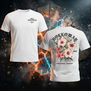 CCMA STORE Max Holloway "Blessed" Hawaii Hibiscus UFC Heavy Cotton Shirt BMF Tshirt UFC Hoodie Sweater Fan Apparel Menswear Direct-to-garment Breathable Printing.