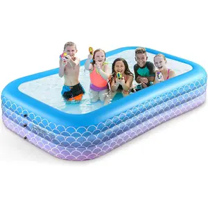 2025 Upgrade 120"*72"*22" Full-Sized Leakproof Inflatable Swimming Pool for Kids Adults, Blow Up Above Ground Pool for Backyard Outdoor Garden Summer Water Party Pink