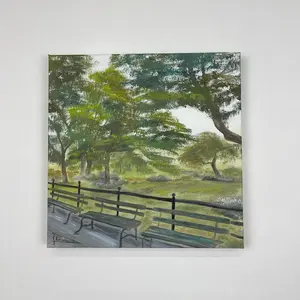 Original Oil Painting on Canvas "Central Bench" Central Park New York