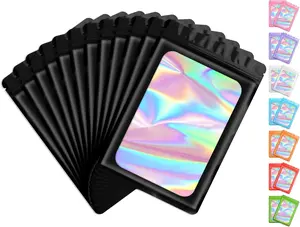 Holographic Bags  Resealable Bags  100 Pack Clear Smell Proof Packaging Baggies Mylar Food Storage Bag Zipper Sealing Pouch Coffee