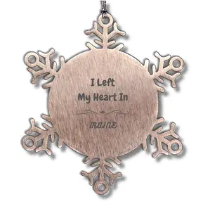 I Left My Heart In Maine Gifts, Meaningful Maine State for Friends, Men, Women. Snowflake Ornament for Maine People
