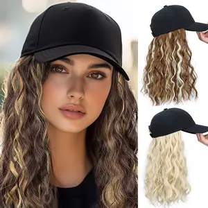 17.7inch Bob Hair With Baseball CapWave Curly Hair Hat Short SyntheticHair Extensions For Women
