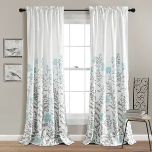 Lush Decor Aprile Light Filtering Window Curtain Set - Floral Pattern, Room Darkening, 2 Panels, 52"W x 63"L/84''L, Machine Washable, Interior Decoration Accessories