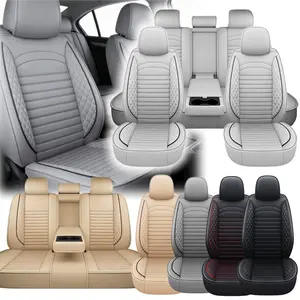 Premium Napa Leather Car Seat Cover Full Set, Waterproof Durable 5 Seat Front & Rear Seat Cushion Non Slip Protector Mat Pad for Car, Breathable Full Surround Design with Storage Bag, Universal For Most Car SUV Sedan