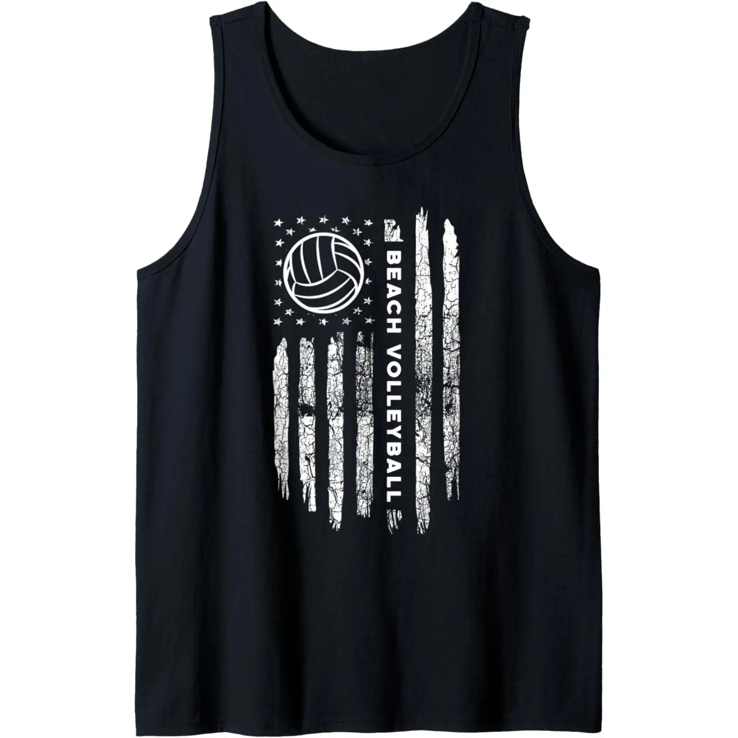Men's Black Classic Sleeveless Cotton American Flag Sporty Sports Tank Top - Soft, Breathable Fabric, Ideal for Beach Volleyball, Day Activities, Sporty Sports Tops