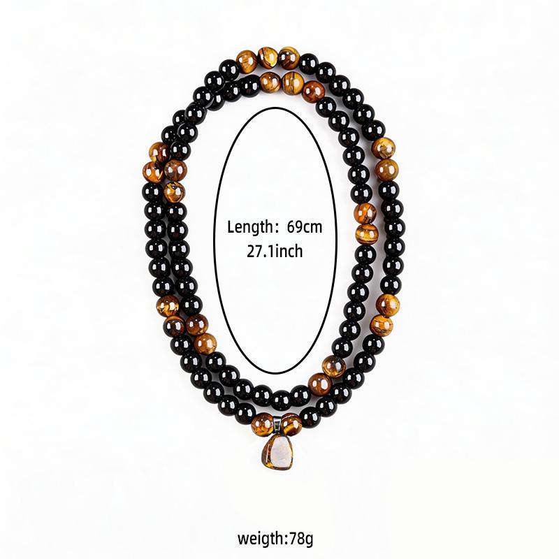 GEMRICH Prosperity necklace featuring a tiger’s eye stone pendant, crafted from healing crystals and obsidian. Suitable for anniversary celebrations, vacations, and themed parties; combines jewelry charm with abundant crystal energy—an ideal gift.
