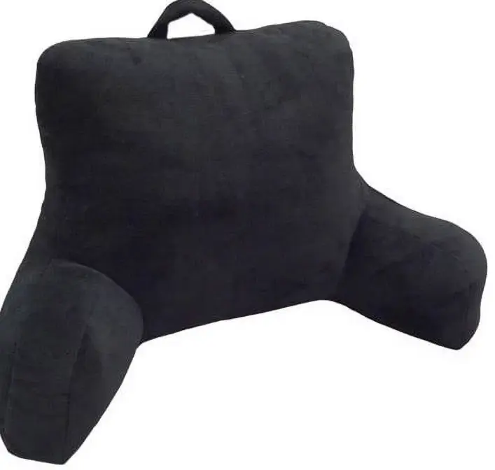 Black Micro Mink Plush Backrest Lounger Pillow w/ Poly Micro Mink