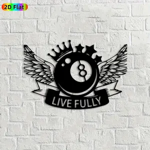 1pc 8-Ball with Wings Metal Wall Art, Dynamic 8-Ball Statue Mural, Ideal Gift for New Year, Christmas, Billiards Enthusiasts, Rust-Resistant Metal Wall Decor Wall Sculptures, Perfect for Game Room Wall & Patio Fence Wall, Stylish Sports-Themed Decor