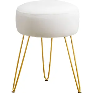 Vanity Stool, White Vanity Stools for Makeup Room, Round Ottoman Foot Stool,  Footrest Vanity Chair for Bathroom Vanity, Bedroom, Living Room, Entryway, Offices