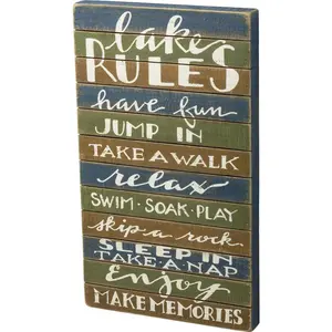 Primitives Lake Rules Box Sign (Blue Green Slat)