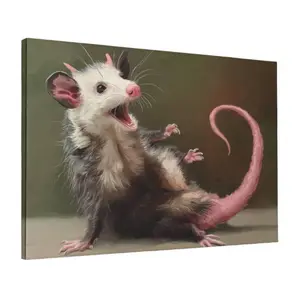 Opossum poster canvas wall art, animal decor, quirky wall decoration, humorous opossum artwork for animal lovers, fun home gift ideas, holiday gifts