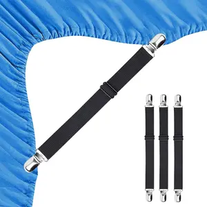 4 Pcs Bed Sheet Straps Bed Sheet Holders Fitted Sheet Clips Adjustable Sheet Suspenders Mattress Fasteners Gripper Corner Clips for Bed Mattress Cover Fitted Bed Sheets Sofa Cushion