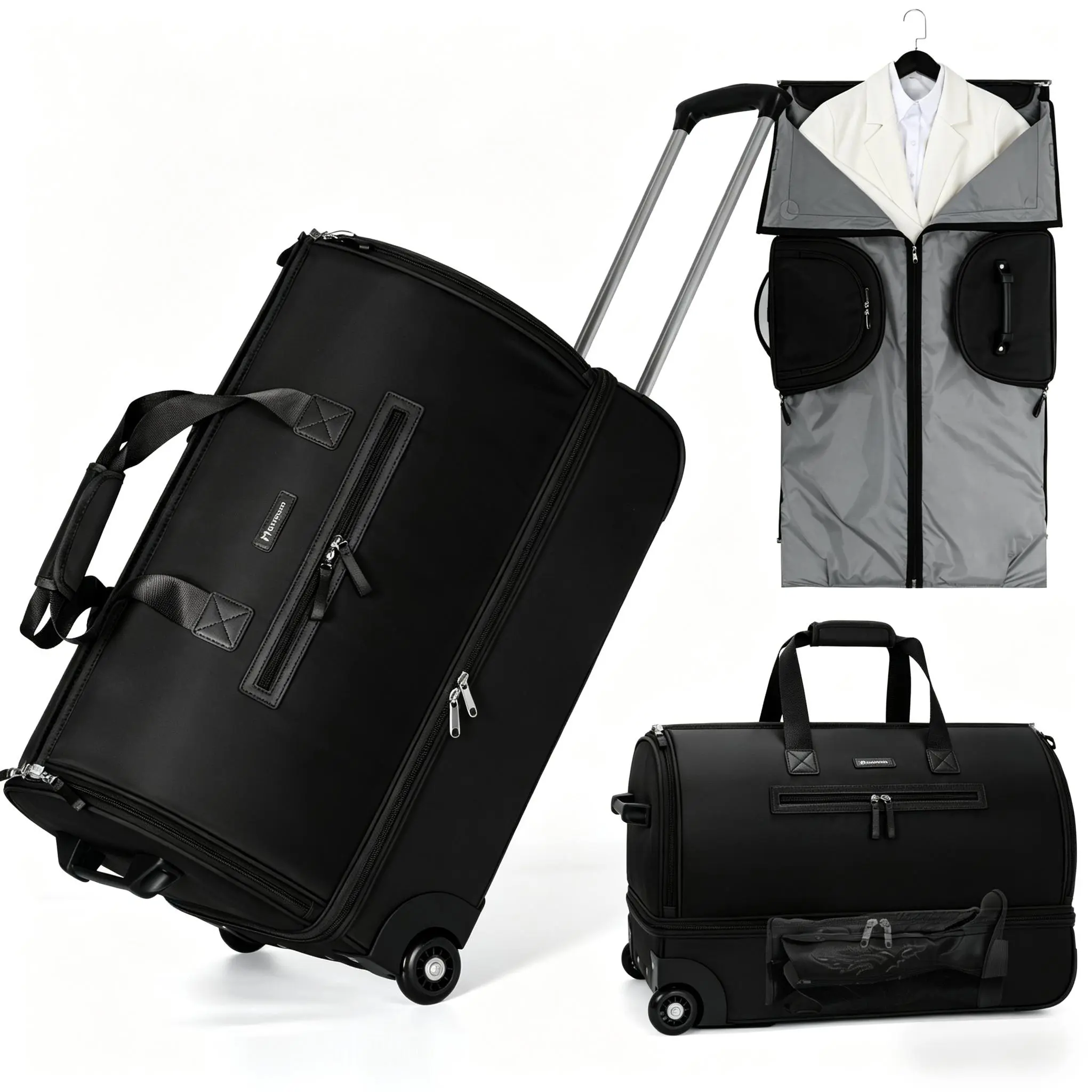 men's business travel luggage 2 bags Statement 2-Piece Set in Black Tote&Carry This suitcase is perfect for carrying all your belongings while travelling 2 in 1 Modoker Rolling