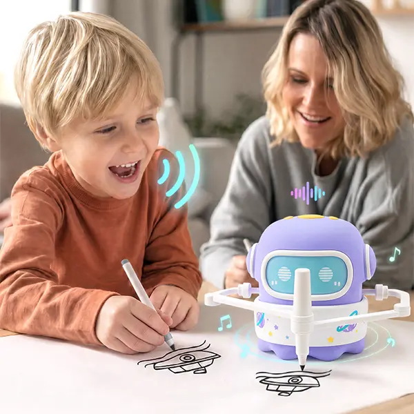 Mewaii AI Drawing Robot for Kids, Educational Science & Technology Toy - AI-Powered Voice-Guided Drawing, 12 Color Pens, Erasable Board, Screen-Free Creative Play, Rechargeable 4-5 Hour Battery