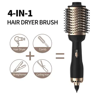 AskMake Straightener Curler Dryer Comb 4 in 1 , Professional Salon Results, cool  or hot , Dual-Function Styling Kit, Air Straight Dupe for Long Dry Hair, Ceramic Tourmaline Ionic Curling Brush, Female Gift,  Smooth Use, curling iron, hair curler