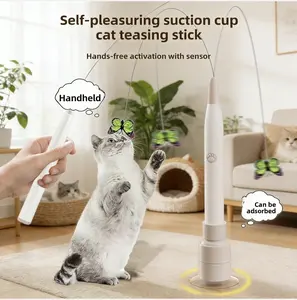 Automatic Electric Cat Teaser Wand with Suction Cup, Interactive Handheld Cat Toy for Self-Entertainment