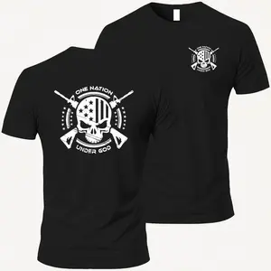 One Nation Under God Graphic T-Shirt -100% Combed Ringspun Cotton,Lightweight,Casual, Crew Neck, ScreenPrinted, Man Soft Tshirt