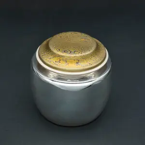 Cloud Amber — Handcrafted Yunpo Silver Tea Caddy with Mokume-gane Lid