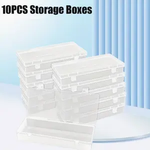 10 Pieces Rectangular Craft Box, Small Transparent Storage Containers, for Storage, Beads, Crafts Accessories money gift