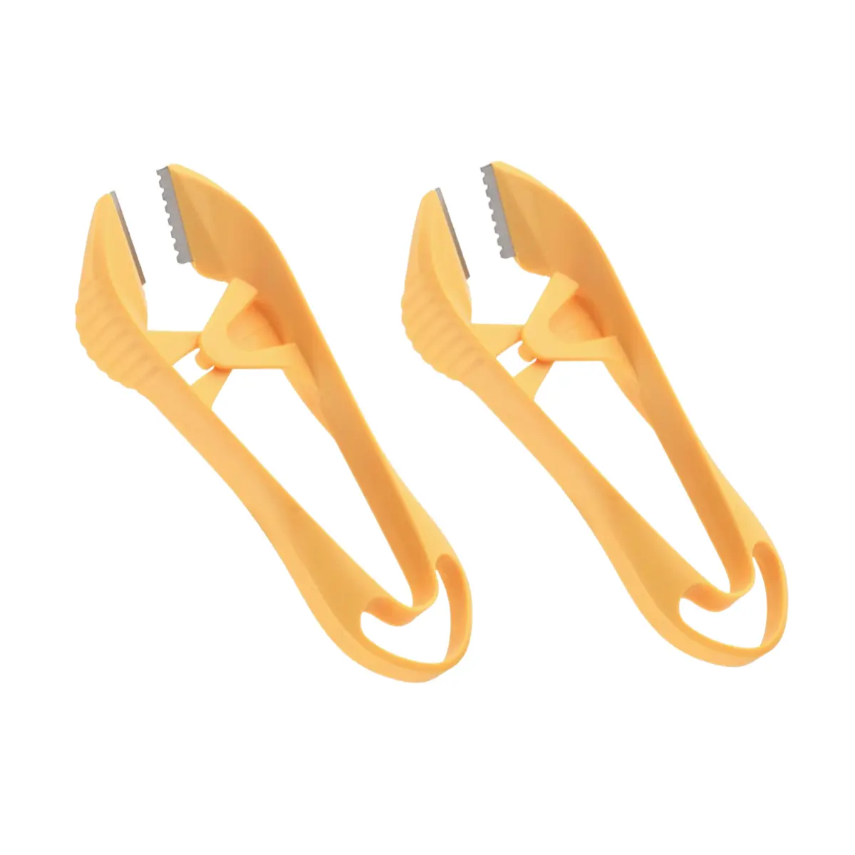 2PCS Lightweight Stainless Steel Garlic Peelers & 2025 New ABS Garlic Tweezers with Hanging Hole - 13x5.2x2.2cm Anti-Slip Manual Peeling Clips, Easy Peel Kitchen Utensils to Avoid Hand Odor (Orange)