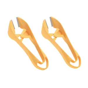 2PCS Garlic Peeler, 2025 New Garlic Tweezers with Hanging Hole Manual Peeling Skin Remover Clips Simple Easy Multipurpose Kitchen Clipper Tools for Avoiding Smell on Your Hands (Orange)