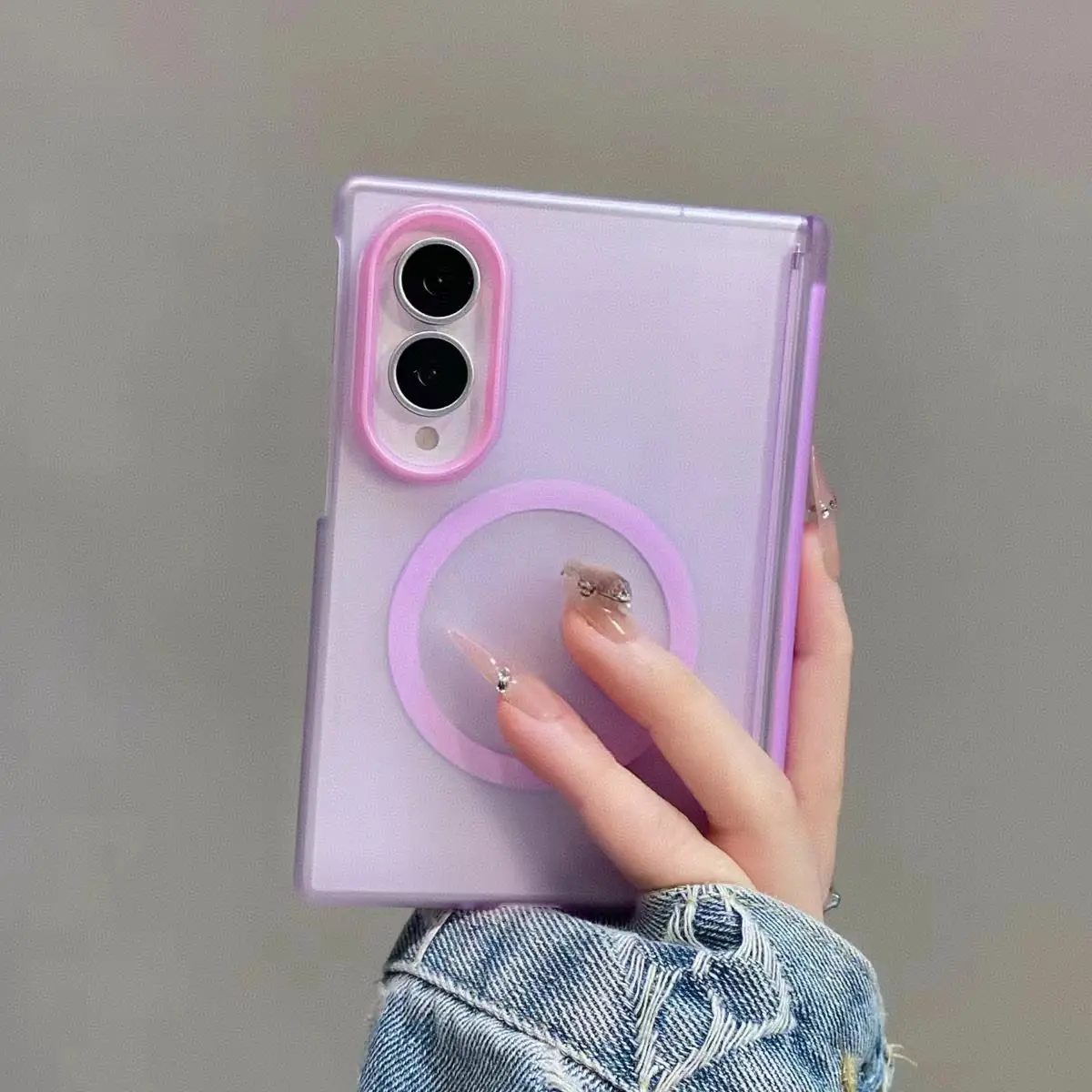 Transparent Yellow Skin-Feel Magnetic Case for Samsung Galaxy Z Fold 8, Ultra-Thin Single Back Cover, Collectible Edition, Minimalist Design, Mid-Axis Full Coverage Protective Case
