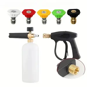 High Pressure Washer Gun with Foam Pot, Universal Spray Nozzle Car Wash Set, 1/4" Quick Connector, Easy M22 Connection with Two Gloves, Car Wash Sprayer