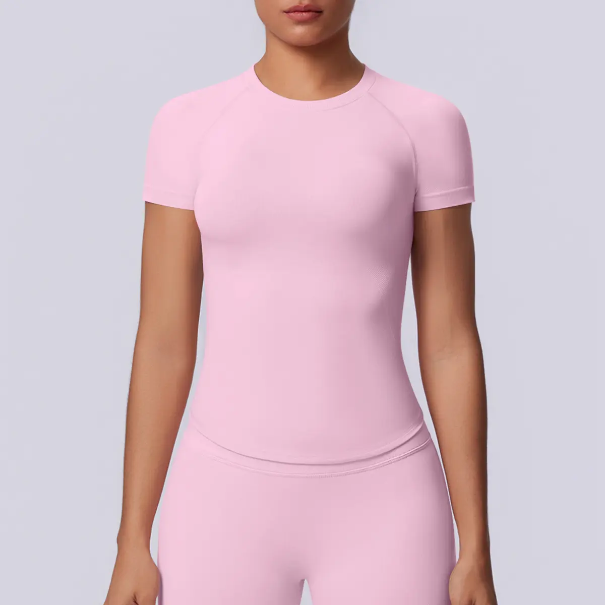 Seamless Pure Color High Stretch Compression Top for Women Yoga Running Gym Workout Fitness Training Tummy Control Shapewear Bodysuit Short Sleeve Base Layer Shirt Multiple Colors