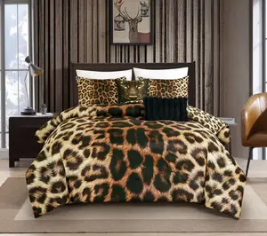 Artistic Home Textiles –Designer 3D Leopard Bedding Set – Luxury Reversible Embroidered Comforter, 5 Pieces, King & Queen Sizes, Microfiber, Accent Pillows, Soft & Comfortable