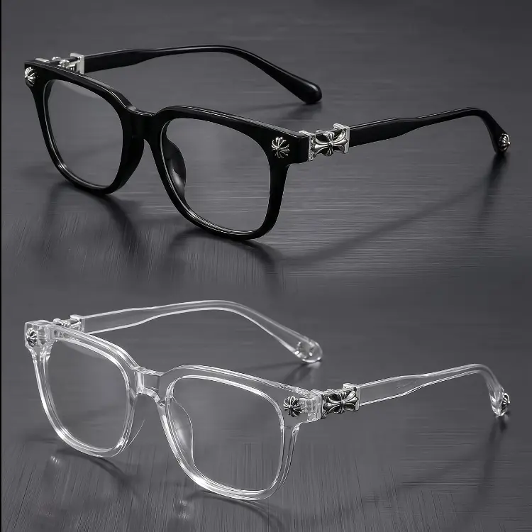 2‑Pack Retro Square Cross‑Accent Eyeglasses, Anti‑Blue‑Light Fashion Eyewear Accessories for Computer Office Work & Casual Outdoor Sports