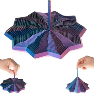 3D Printed Sensory Fidget Spinner Toy with Handle, Colorful Fractal Hexagon Rotating Spiral Star, Office Desk Stress Relief Gift