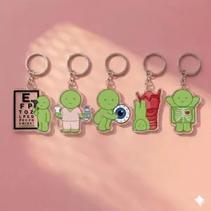 Smiski Inspired Radiology and Specialty Care Keychain Medical Gift Cute Acrylic Charm for Xray Ultrasound Optometrist Eye Exam Larynx Healthcare Professional Accessory