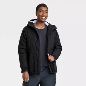 All In Motion Women's Zip Winter Hooded Wind-Resistant Snow Sport Jacket