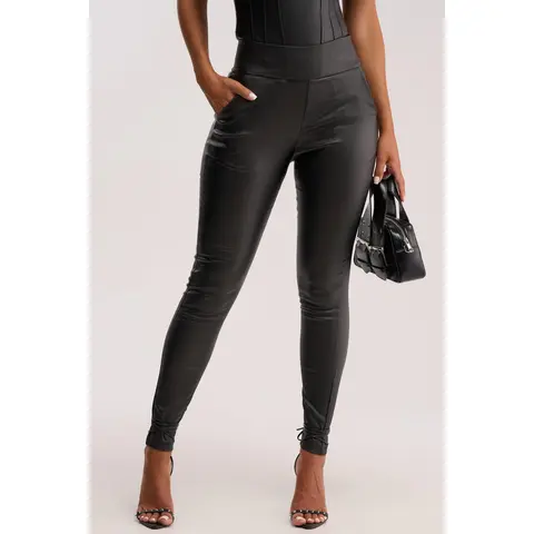 AMMO x AKIRA BIG BOOTY HIGH WAIST PLEATHER PANT WITH 4 WAY STRETCH