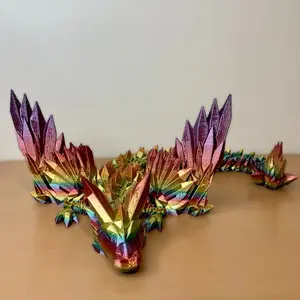Articulating Crystalwing Dragon - 3D Printed Shiny Dragon, Poseable Fantasy Figurine, Unique Desk Decor, Dragon Collector