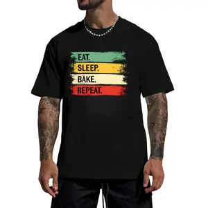 Eat Sleep Bake Repeat Pastry Chef Gifts Baker Bakery Baking T-Shirt, Loose Fit New Unisex Short Sleeve T-Shirt, Casual And Comfortable, 100%, S-XXXL, Plus Size