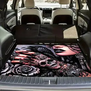 Gothic Rose Pattern Car Trunk Mat - Non-Slip, Waterproof, Easy to Clean, All-Season Use, Durable Polyester, Ideal for Men and Women, Perfect Holiday Gift, Car Floor Mats, Car Trunk Mat, Auto Accessories