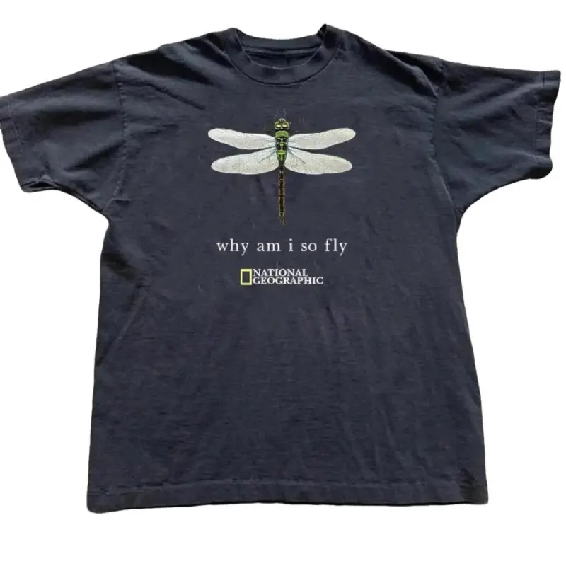 Women's 100% Cotton Fitted Round Neck Short-Sleeve Dragonfly Graphic T-Shirt - 90s Style, Skateboard Inspired, Chic Casual Baby Tee Look, Regular Fit, Shortsleeve, Thanksgiving