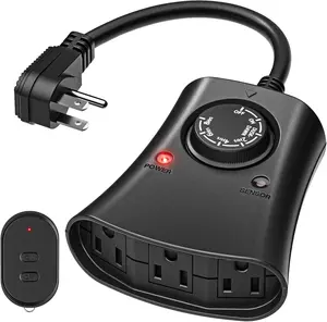 Lights Timer Outdoor, Dusk to Dawn Outlet Timer Switch with Remote Waterproof 3 Minetom