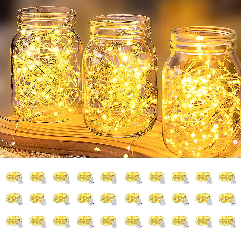 30-Pack 3V Battery-Operated Warm White LED Fairy Lights, 3-Mode Twinkle String Lights for Mason Jars, DIY Decoration, Crafting, Thanksgiving Day Home Hanging Decor Nightlight