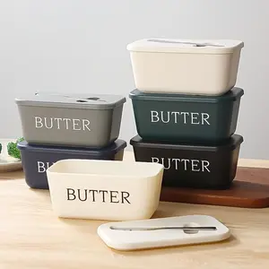 Butter Dish & Knife Set, Food Grade Butter Container with Serving Tray, Multifunctional Kitchenware Utensils for Home Hotel Restaurant, Plastic Container Set
