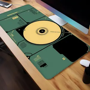 Retro Record Design Mouse Pad, Gaming Mouse Pad, Non-slip Rubber Base Stitched Edge Desk Pad for Laptop Desktop, Office Desk Accessories, Computer Accessories, Desk Mats